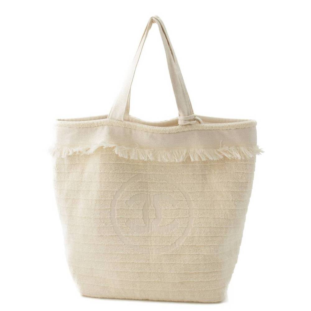 Chanel Coco Mark Pile Big Tote Bag Pouch with Towel White